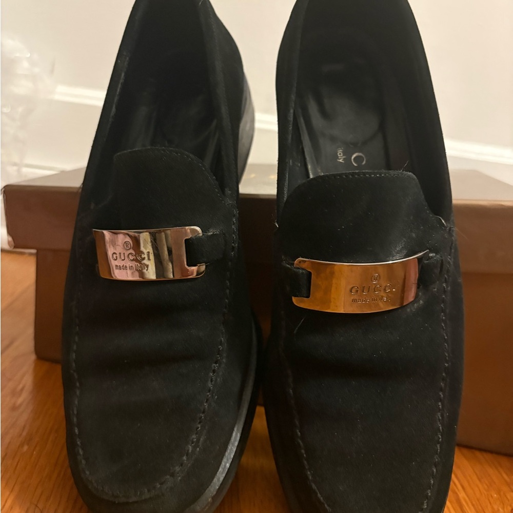Gucci Black Loafers with Metallic Detail